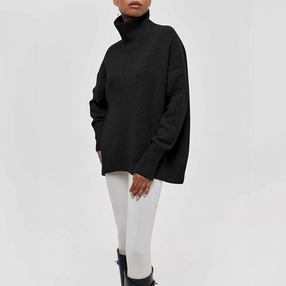 DAMIA - Suéter de cuello alto cómodo y chic en color camel para mujeres