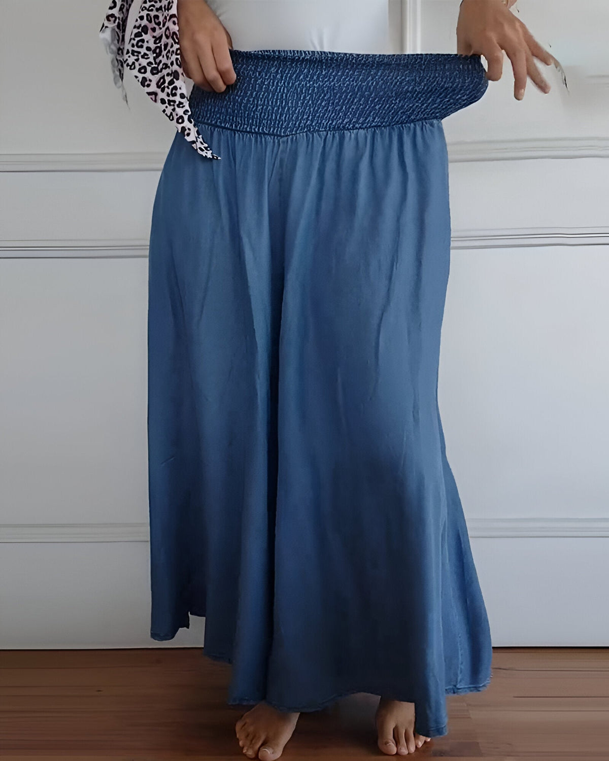 Amplia y cómoda pantalón de mujer con cintura elástica y fluidez encantadora – ELYSIA