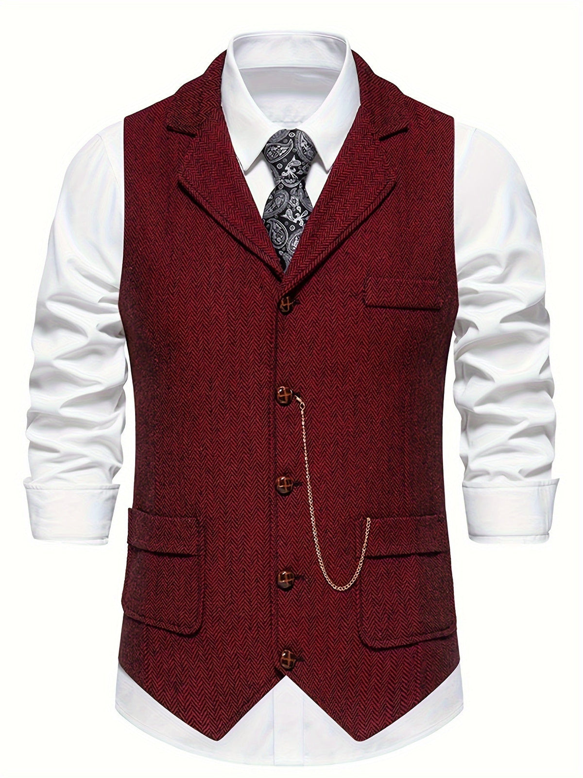 Chaleco de hombre con diseño de espiga para looks elegantes – AURELIO