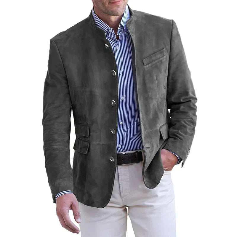 Americana de hombre con cuello alto y cierre de botones – GERHARDO