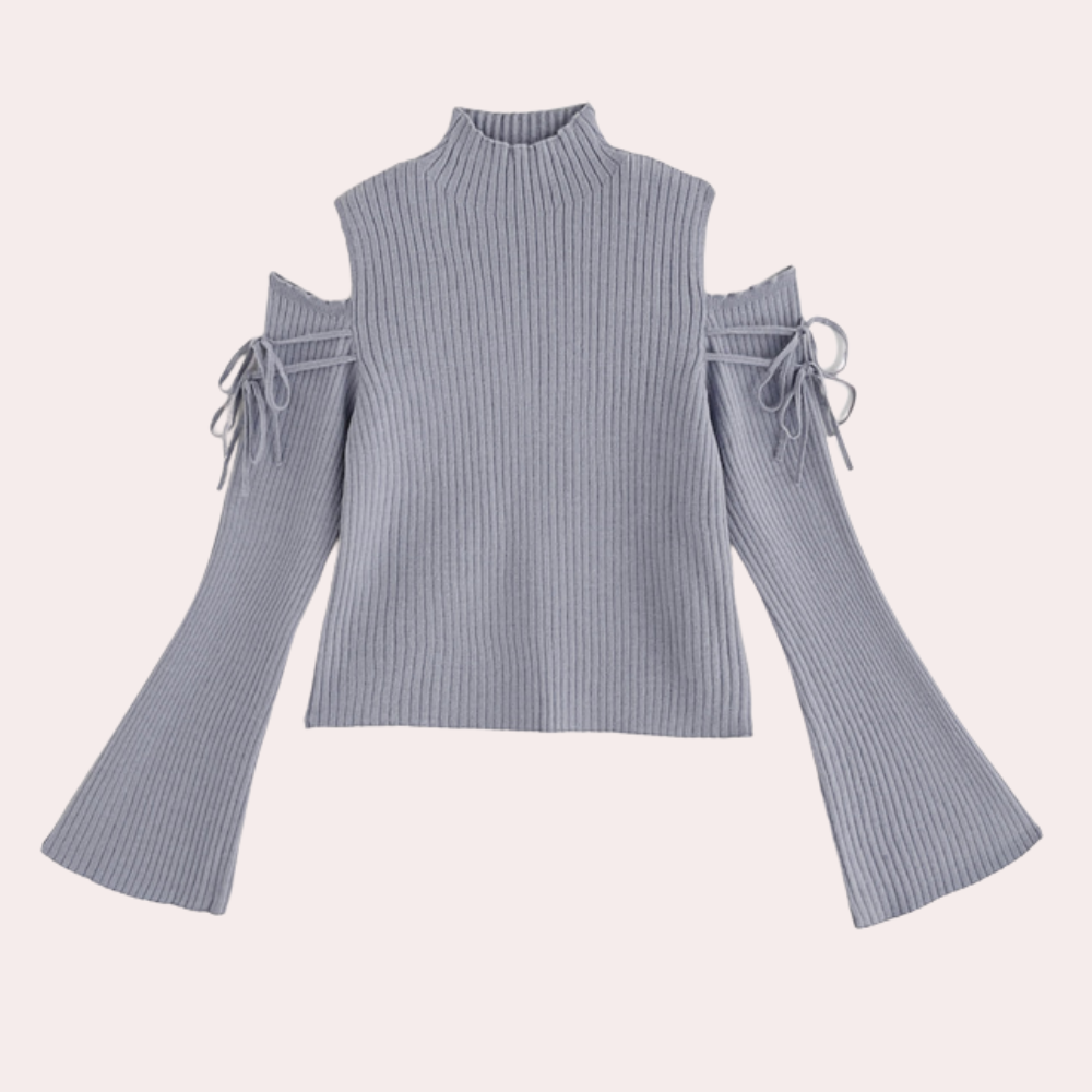 Jersey de punto canalé con diseño de hombros descubiertos – ZAYRA