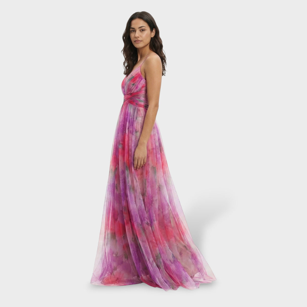 ISABEL – Vestido largo floral de fiesta con tirantes