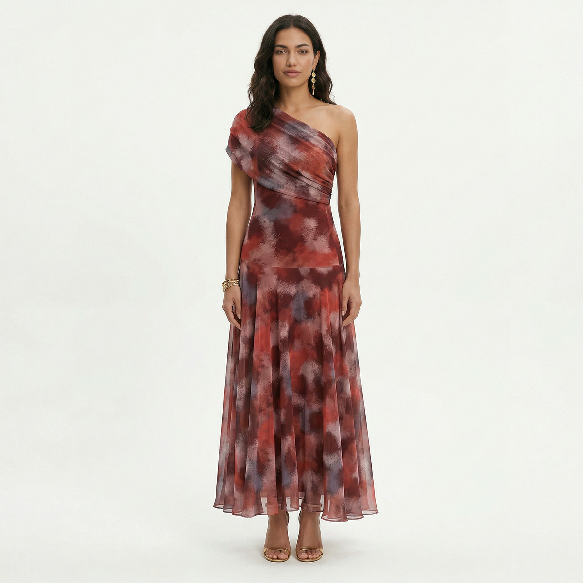 ALEJANDRA – Vestido largo elegante de un hombro para invitada