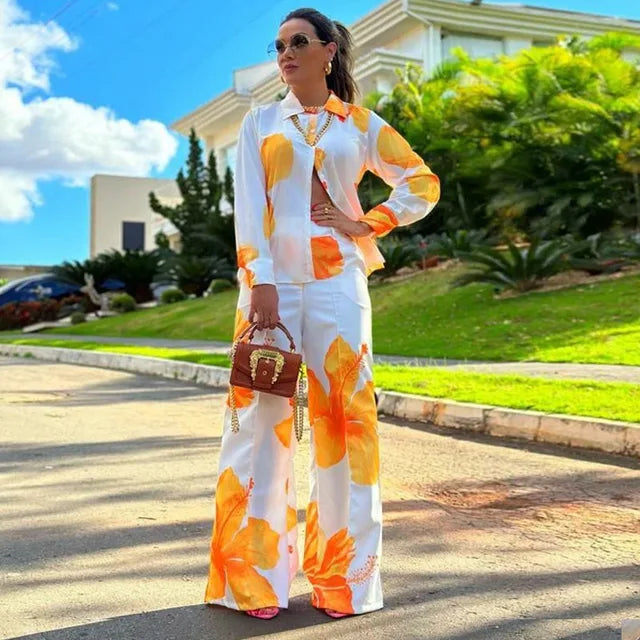 Set veraniego con blusa de tirantes y pantalón suelto – FLORALIA