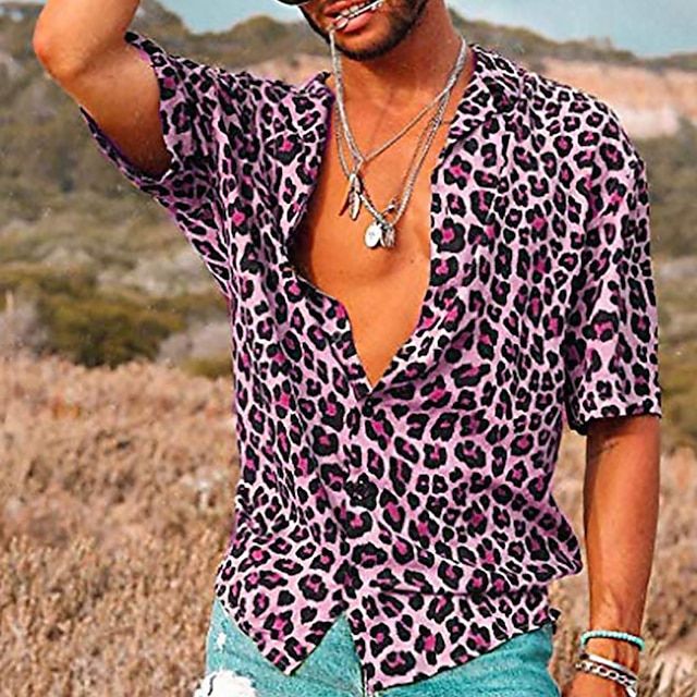 Savanna – Camisa veraniega para hombre con estampado de leopardo
