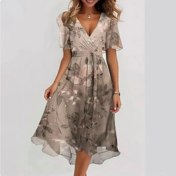 Vestido Midi de Chiffon con Caída Suelta para Damas – Aelora
