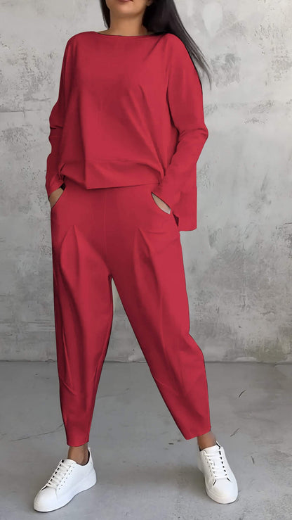 Traje fluido de dos piezas para mujer con blazer y pantalón entallado – RIVERA