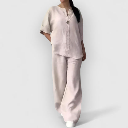 Conjunto camisa y pantalón ancho para mujer – CONCEPCIÓN