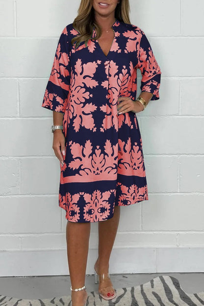 Vestido largo vaporoso con estampado romántico y escote en V – CELESTINA