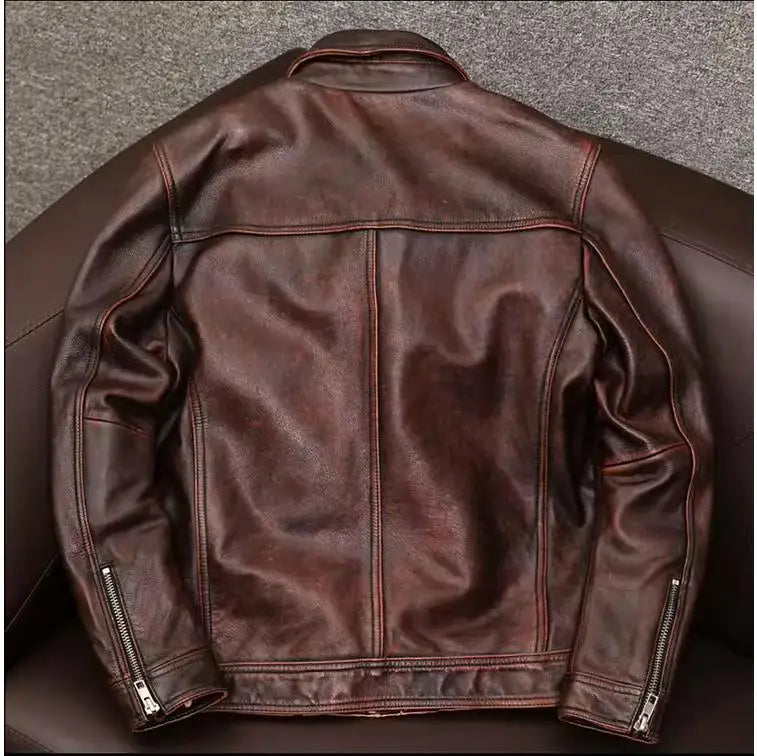 MACKSTON – Cazadora de piel sintética para hombre con estilo atemporal