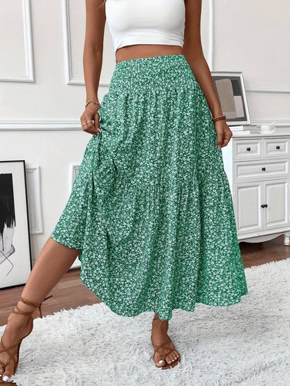 Falda larga boho con estampado floral y vuelo ligero – LIVARA