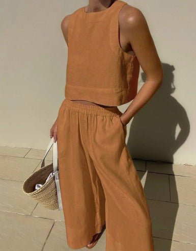 Conjunto veraniego de top corto y pantalón de talle alto – VÉRA