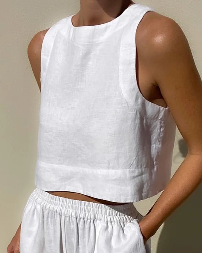 Conjunto veraniego de top corto y pantalón de talle alto – VÉRA
