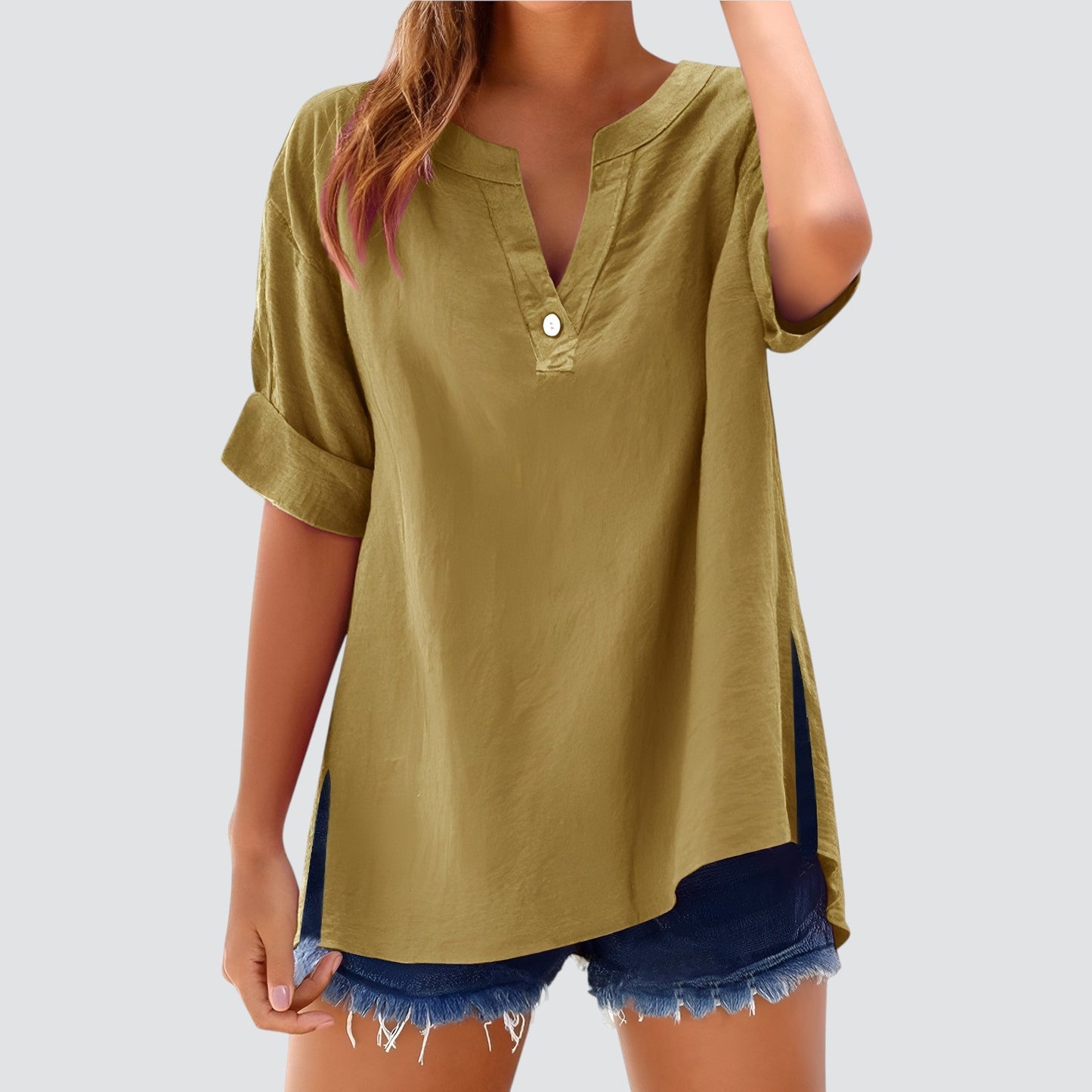 Túnica holgada de mujer con escote en V – MIRETTE