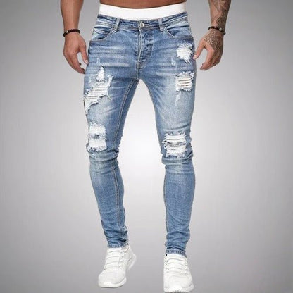 BRETON - Vaqueros slim fit para hombre con efecto desgastado