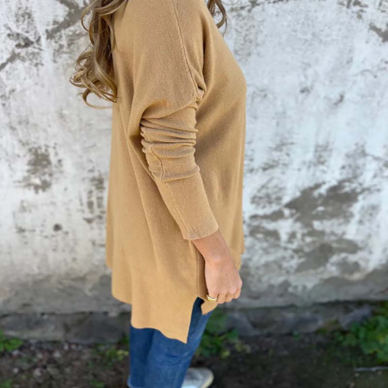 Túnica de mujer de punto suave con diseño relajado y laterales ventilados – CELINE