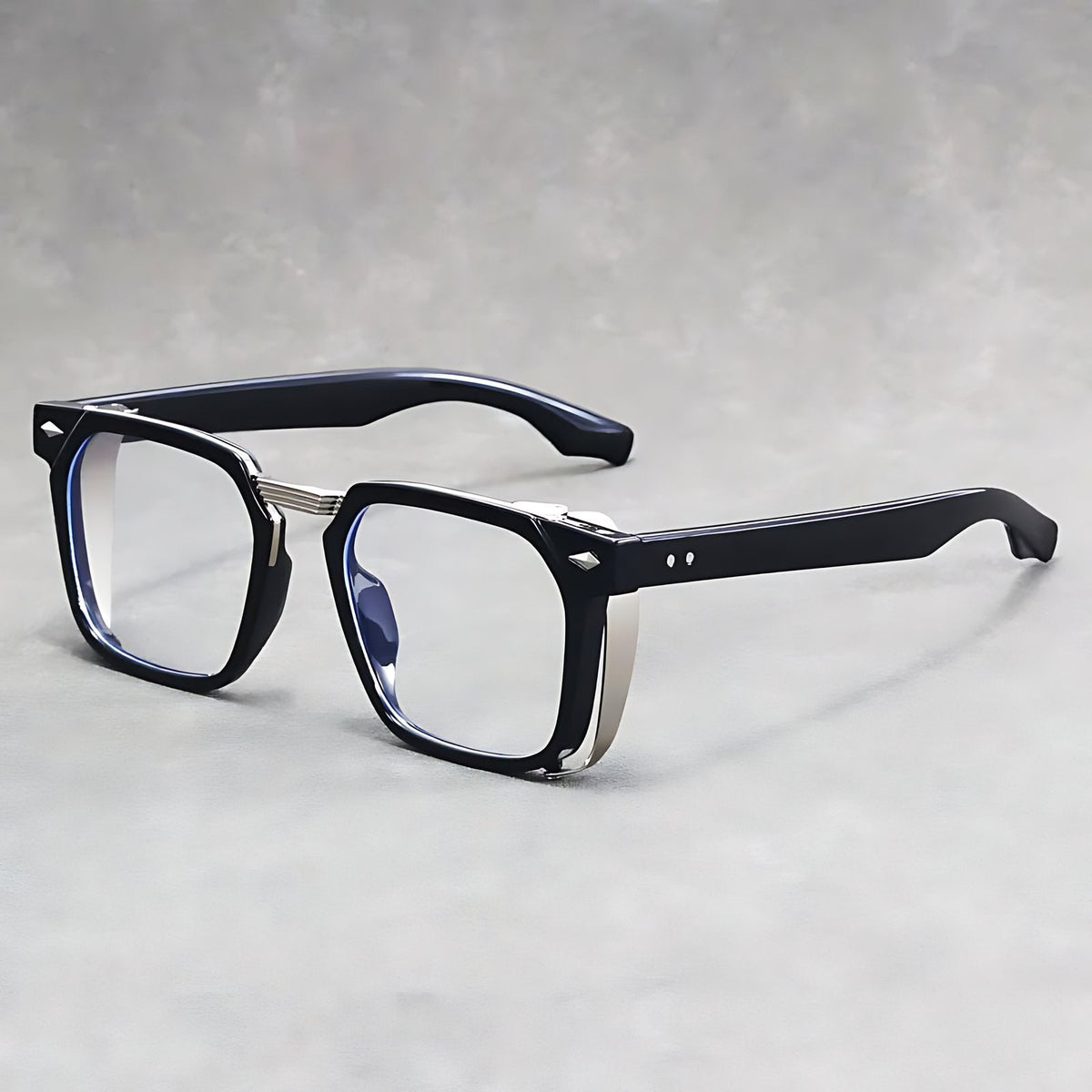 ALEXANDRO – Gafas de sol de montura cuadrada con lentes transparentes y protección UV400