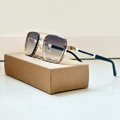 GALILEO – Gafas de sol retro estilo aviador con montura dorada y lentes degradados