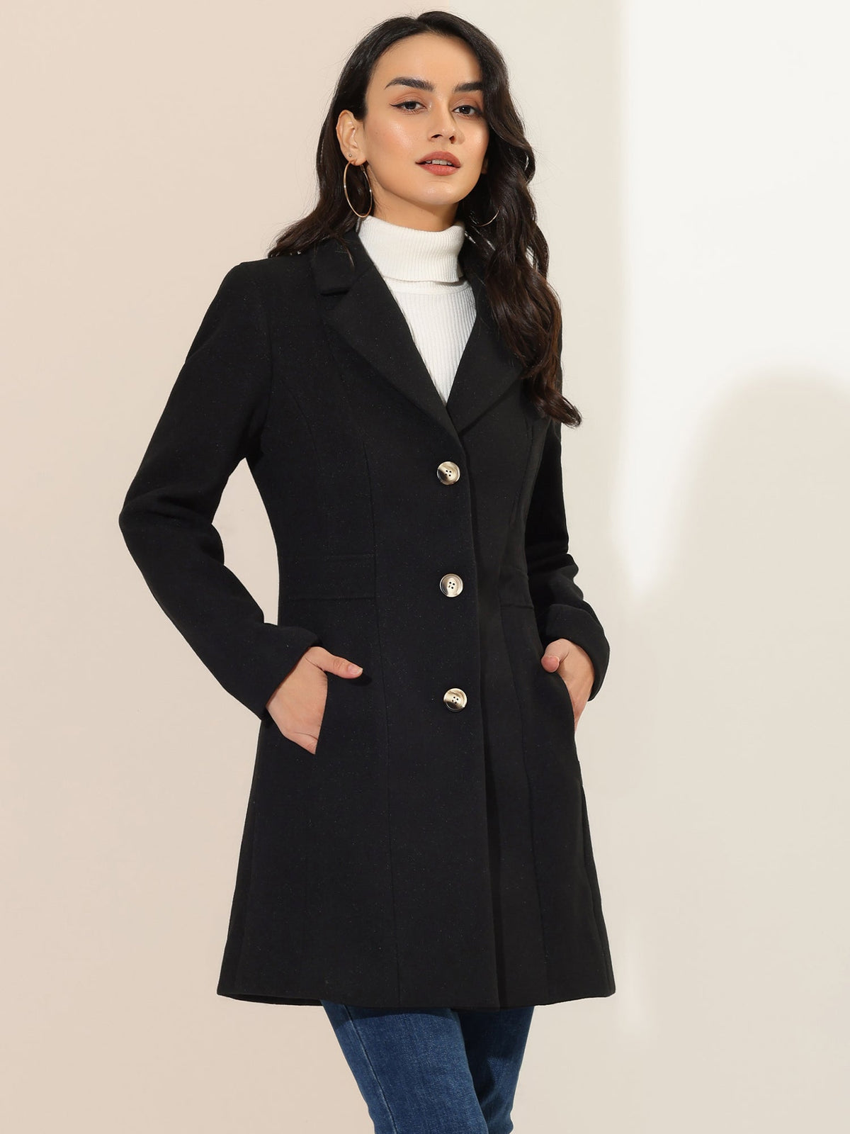 Abrigo largo de invierno para mujer con cierre de botones – ISABELÉA