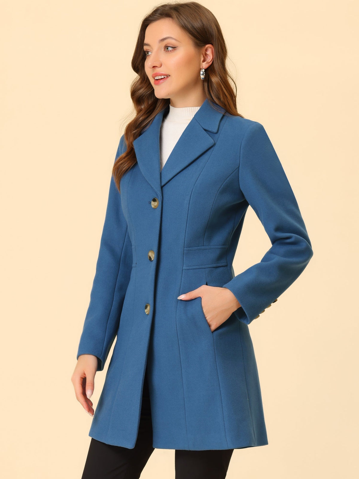 Abrigo largo de invierno para mujer con cierre de botones – ISABELÉA