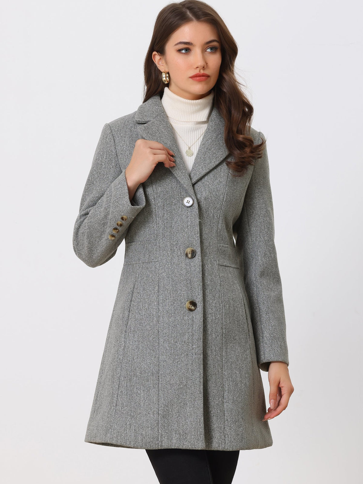 Abrigo largo de invierno para mujer con cierre de botones – ISABELÉA