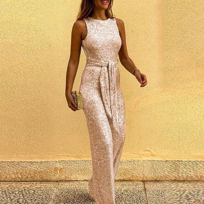 Vestido de noche sin mangas para mujer con cinturón y corte recto – RANIA